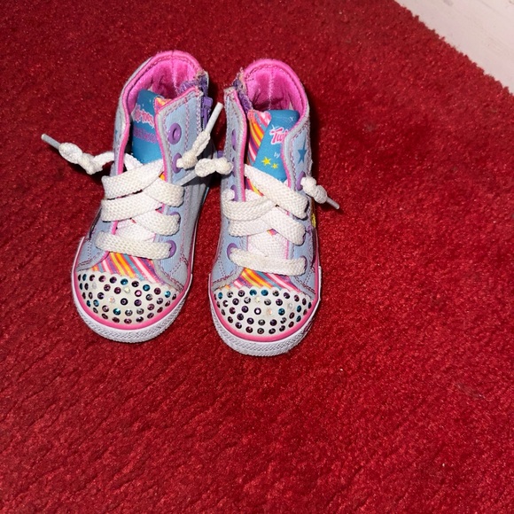 Skechers Kids' Rainbow Light-Up Sneakers - Pink and White - Picture 1 of 4